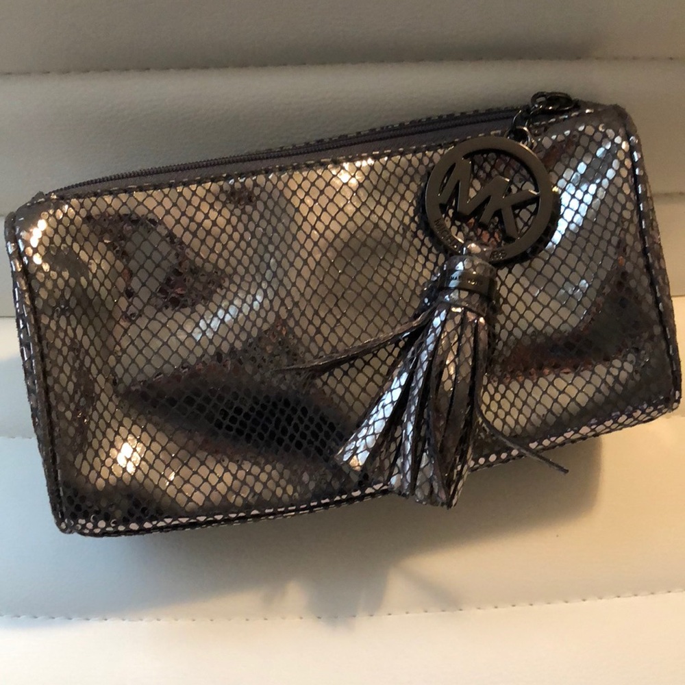 Michael Kors silver cosmetic bag